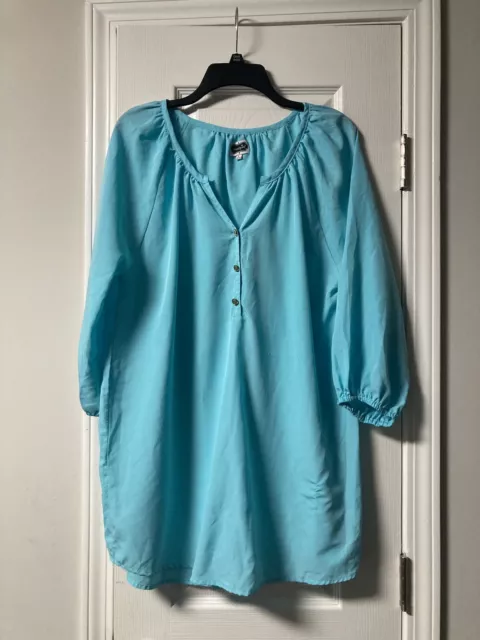 Women’s Mud Pie Light Blue 3/4 Sleeve Tunic Blouse Size L