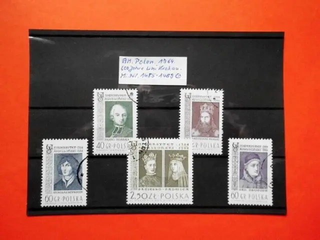 BM. Briefmarken Polen 1964 600 Jahre Universität Krakau Mi. Nr. 1485 - 1489 o