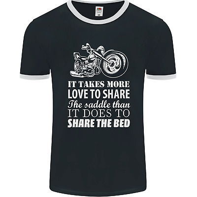 Share the Saddle Motorcycle Motorbike Biker Mens Ringer T-Shirt FotL