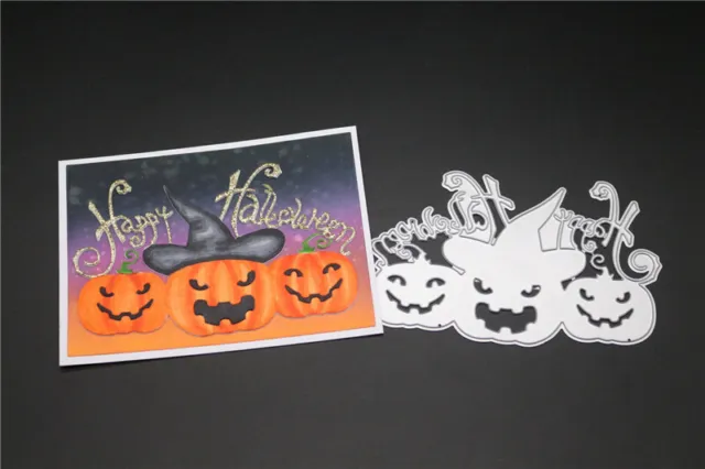 Stanzschablone Kürbis Hut Happy Halloween Alllerheiligen Karte Album Einladung