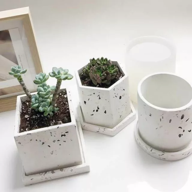 Maceta hormigón molde de silicona plantas pluma redonda contenedor yeso molde de yeso manualidades hágalo usted mismo