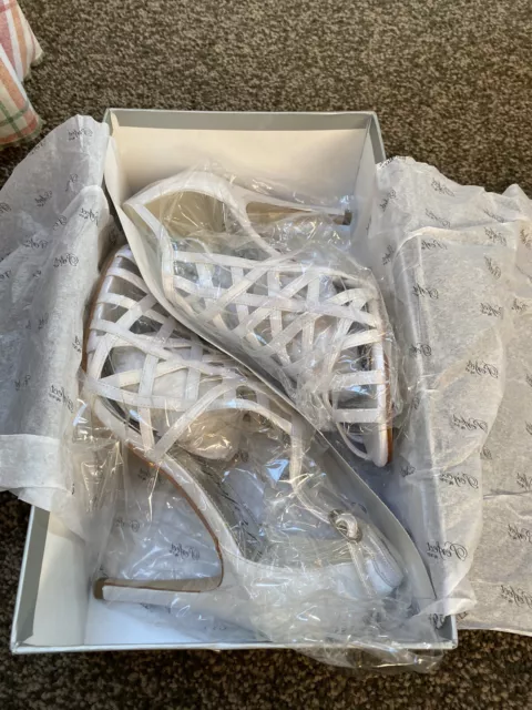 Sandalo Scarpe Da Sposa Perfette Christina Taglia 6 Nuove Con Etichette