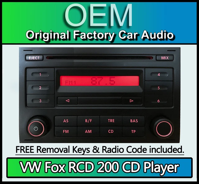 VW FOX CD player car stereo VW RCD 200 head unit Supplied with radio