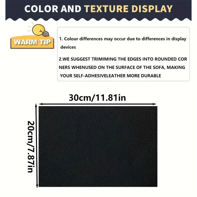 Pelle Adesiva Per Riparazioni - 10x160 Cm, Nero, Per Divani, Sedie Auto E Borse