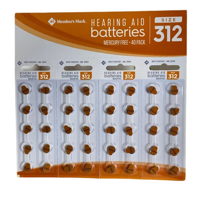 Baterías para audífonos Member's Mark tamaño 312, 1,45 voltios, paquete de 40