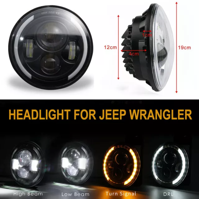 Black 7'' LED Headlights Halo Angel Eye or Mazda MX5 Mk1 Miata Eunos Roadster