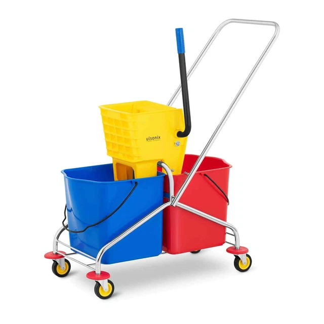 Carrello Pulizie Professionale Con Secchio Lavapavimenti Doppio Strizzatore 48 L