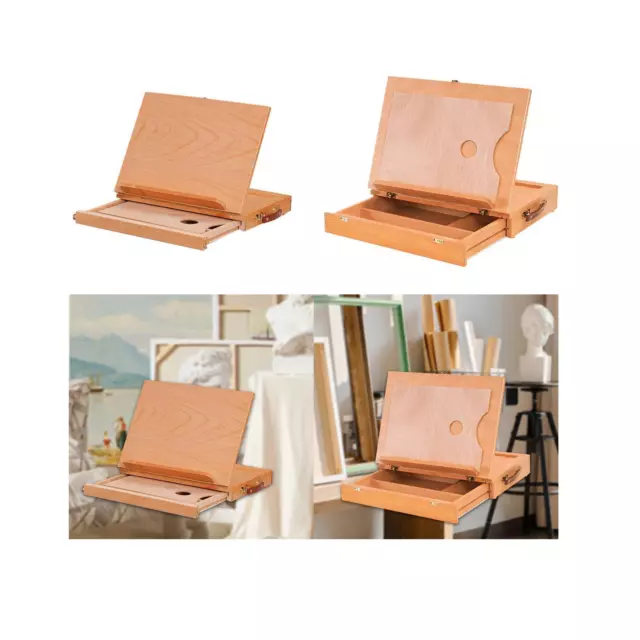 Wooden Easel Box, Adjustable Painting Storage Box for Book