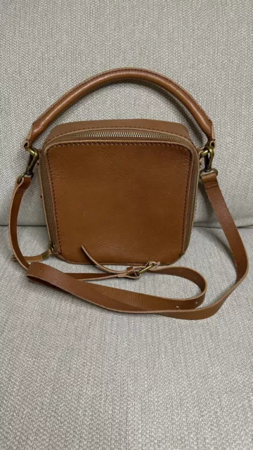 Madewell J8804 Square Satchel Leather Bag Saddle Brown