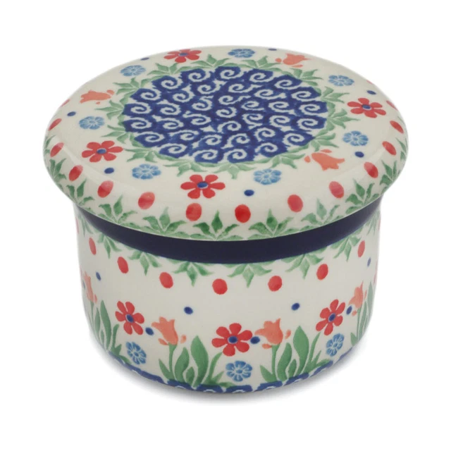 Polish Pottery French Butter Dish Ceramika Artystyczna Babcia's Garden