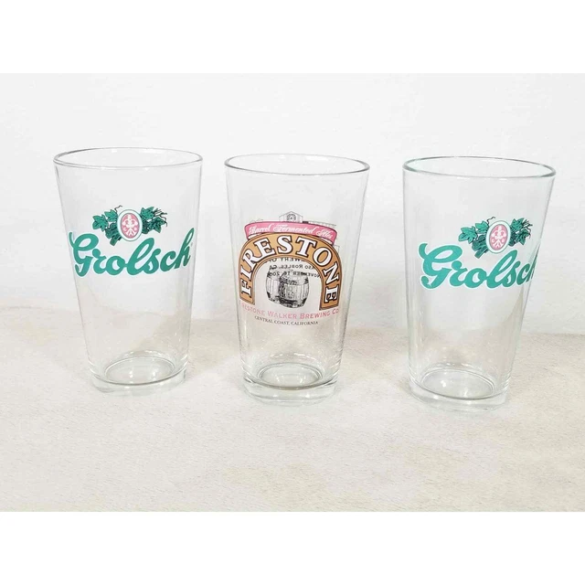 Pint Ale Beer Glasses Grolsch Firestone Walker Brewing Barware Craft Brew Vtg