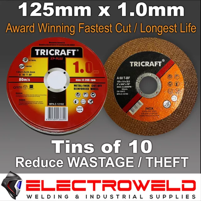 10/40/100x TRICRAFT 5" 125mm Thin Cutting Discs Wheels Angle Grinder Steel Metal 3