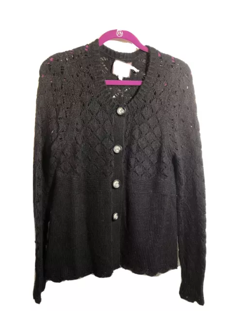 Juicy Couture Black Crochet Sweater Size L