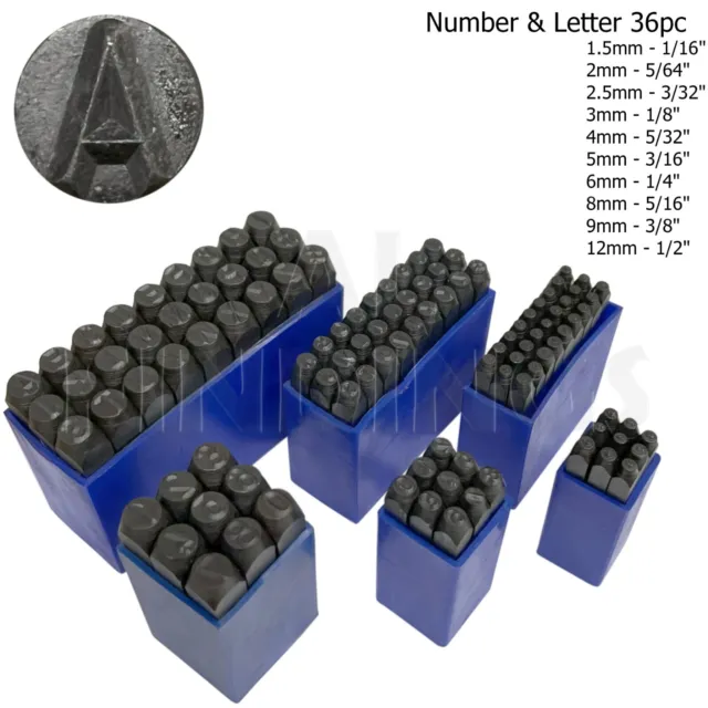 36pc Número & Letra Juego de Punzones Alpha Numeric Carbono Acero Manualidades