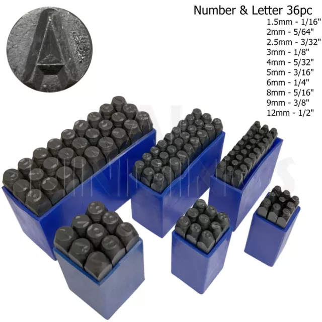 36pc Numéro & Lettre Set Poinçons Alpha Numérique Acier Carbone Punches