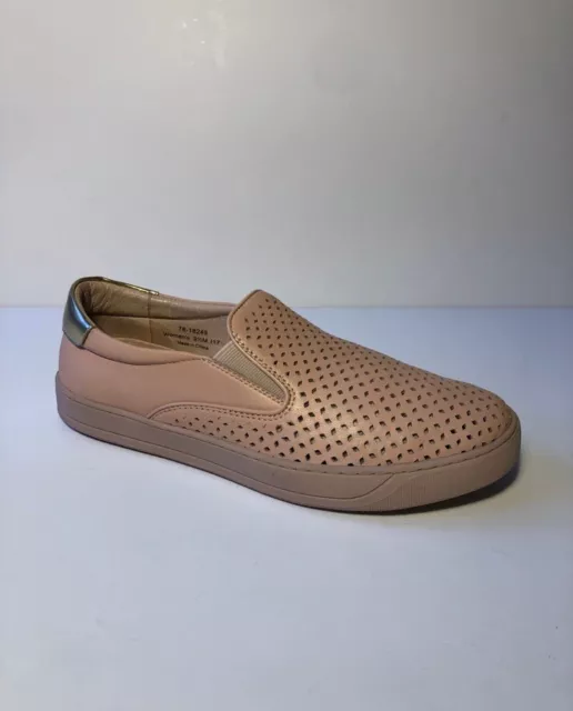 Womens Johnston and Murphy Elaine Perforated Leather Slip-on Shoes 9.5 New