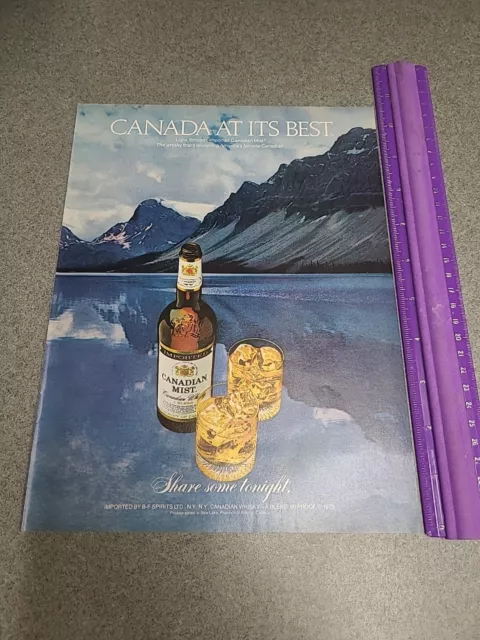 1981 Vintage Print Ad Canadian Mist Whiskey Canada At Its Best Lake Mountains
