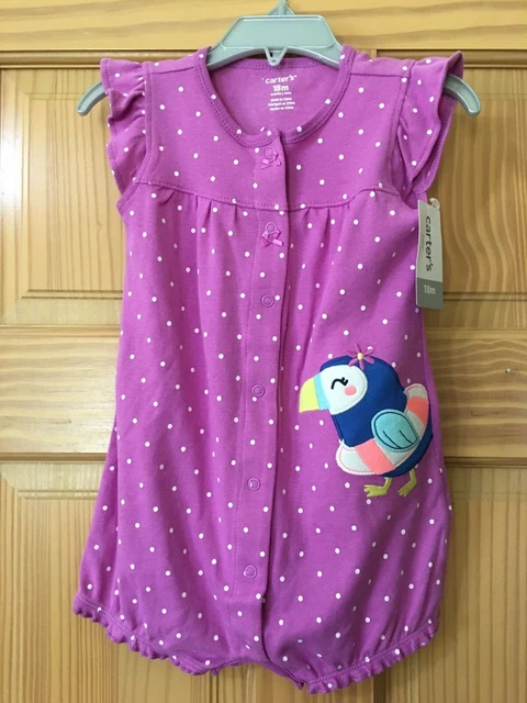 NWT Carter's Bird Baby Girl Romper Infant Purple Dots many sizes