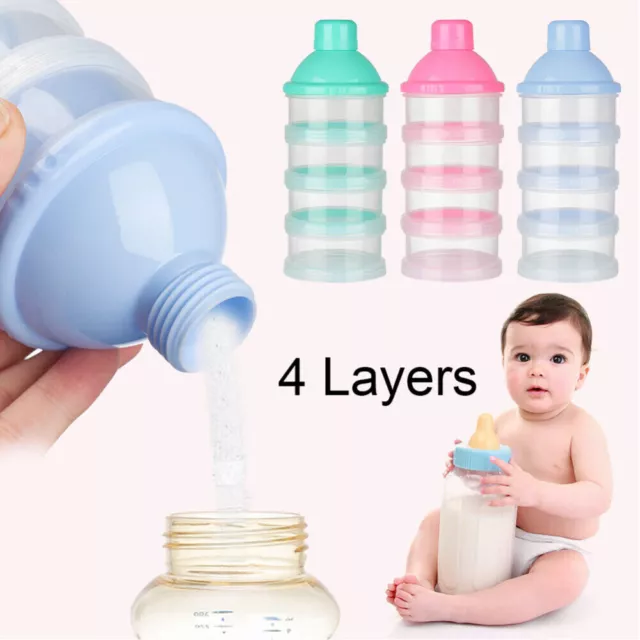 4 Layers Formula Dispenser Feeding Case Box Baby Milk Powder Food Container 3pcs