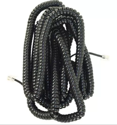 15.2m Teléfono Auricular Receptor Cable Rizado Bobina 4P4C RJ22- Negro 14z