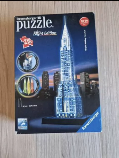 Ravensburger 3D Puzzle Chrysler Building Night Edition.