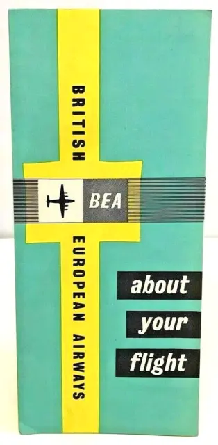 Vintage BEA Flight Information Brochure British European Airways Travel 1950s