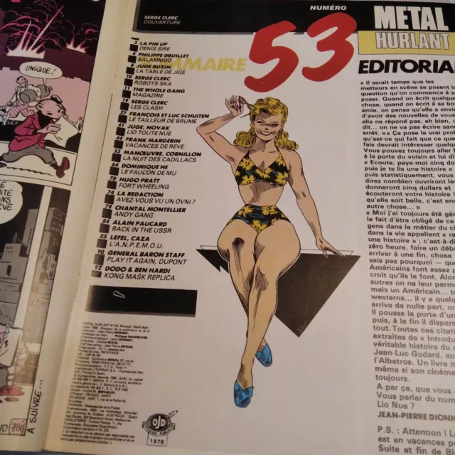 magazine BD METAL HURLANT # 53 - EO 1980 BE : DRUILLET / LIO toute nue 2