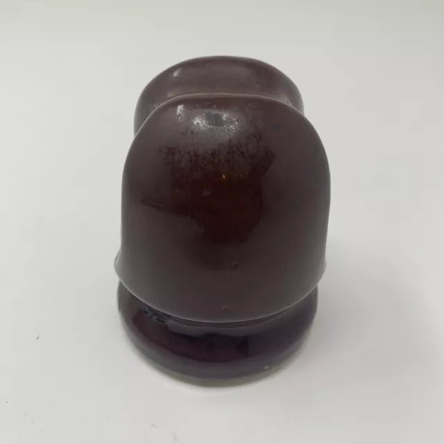 Vintage Porcelain Ceramic Pottery Brown Insulator with Pat Number & Maker's Mark