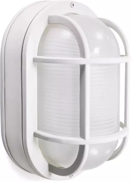 Outdoor 10.6” Oval LED Nautical Bulkhead Light, Flush Mount for Wall or Ceiling,