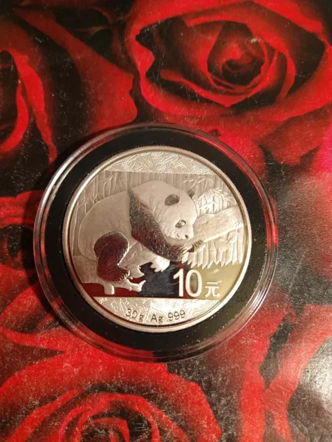 🐼2016 10¥ 1oz .999 Fine Silver Panda Bear With Plastic Casing 🐼