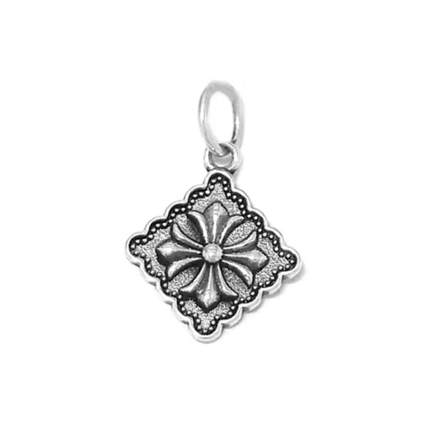 Plata de Ley Oxidado Flor de Lis Iris Flor Cruz de Malta Colgante Charm