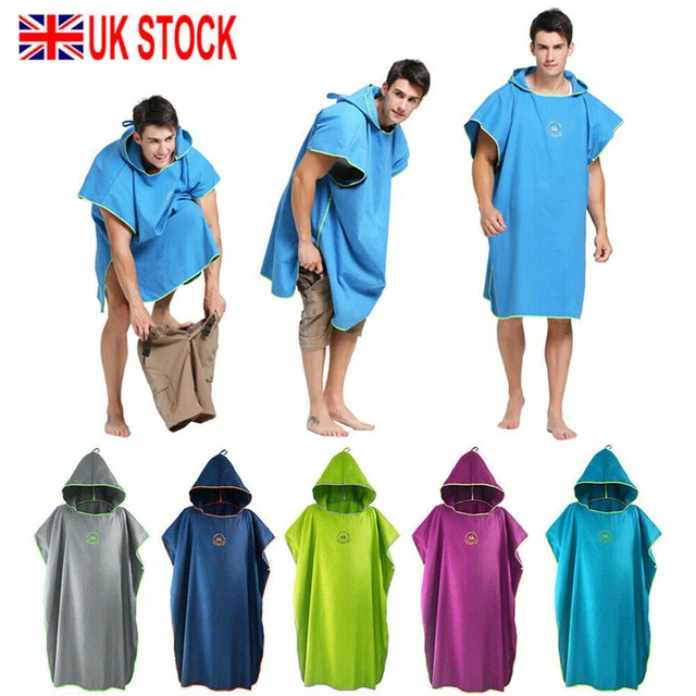 Unisex Hooded Poncho Adult Absorbent Quick Dry Beach Swimming Bath Changing Robe