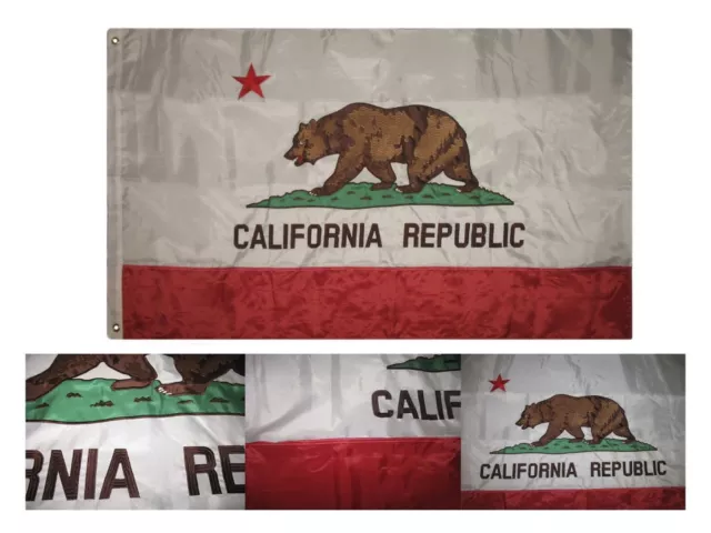 3x5 Embroidered California Double Sided 300D Sewn Nylon Flag Banner