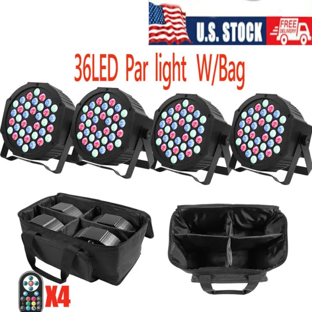 4Pack 36 LED RGB Stage Lighting PAR Light DMX Beam Party DJ Disco Lights