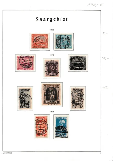 Briefmarken Saargebiet aus Mi.-Nr. 98-107 gestempelt