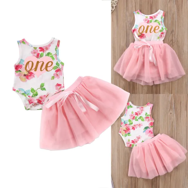Newborn Baby Girl 1st Birthday Tutu Princess Dress Romper Skirt Outfits Set
