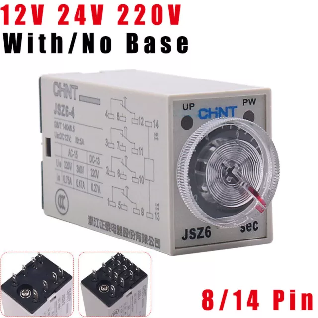 H3Y-2 4 DPDT Dpdt Power On Time Delay Relay With Base 110V AC 220V DC 12V DC 24V