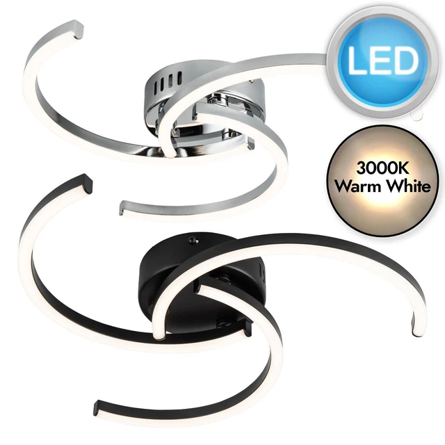 Moderne LED Deckenbeleuchtung halb bündig Deckenleuchte passend Chrom oder schwarz