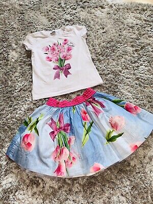 Very Good Condition - Monnalisa Tulip Skirt & Tshirt Set - Age 6 Years 7 Tshirt