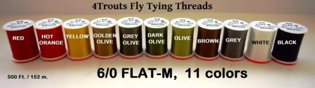 8/0, 6/0 and 4/0 Fly Tying Threads "4Trouts FLAT" - Lot of combo 3x or 5x spools 2