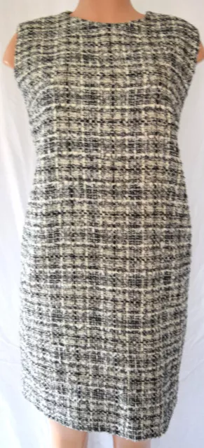 Lanvin Black/White Metallic Sleeveless Tweed Crew-Neck  Dress Size 42/44