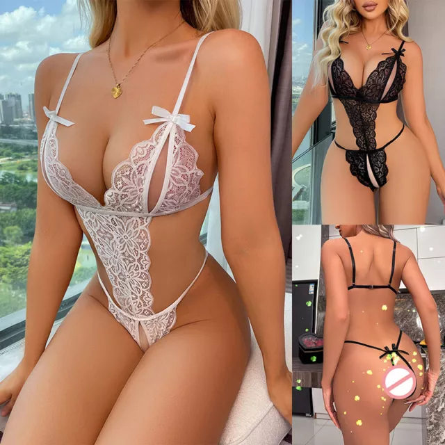 Lingerie Sexy Da Notte In Pizzo Da Donna Con Perizoma Biancheria Intima ♪