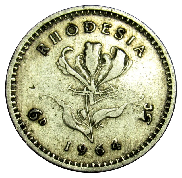 Rhodesia (Zimbabwe) 6 Pence / 5 Cents coin 1964 KM#1