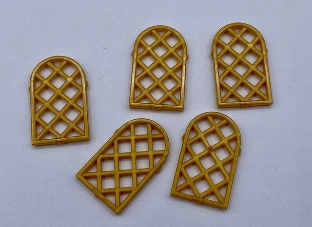 Lego Parts(5) Pearl Gold Pane for Window 1 x 2 x 2 2/3 Lattice Diamond No 30046