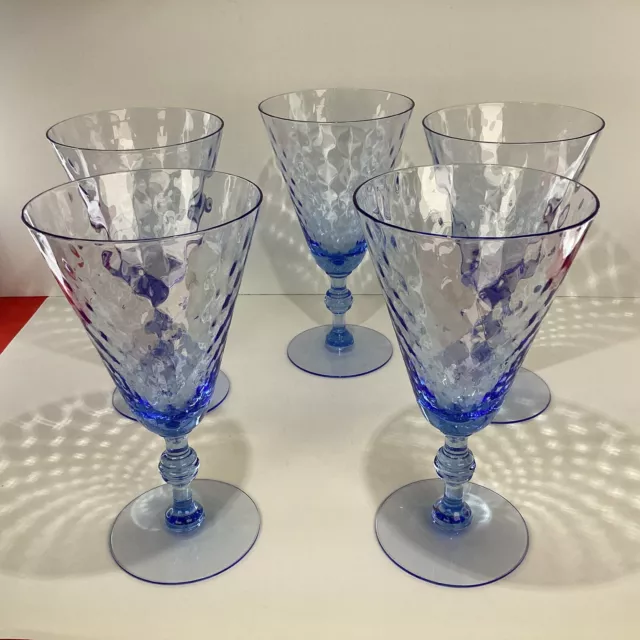 Set of 5 discontinued RARE HC FRY 17–11 all blue diamond optic Vintage glasses