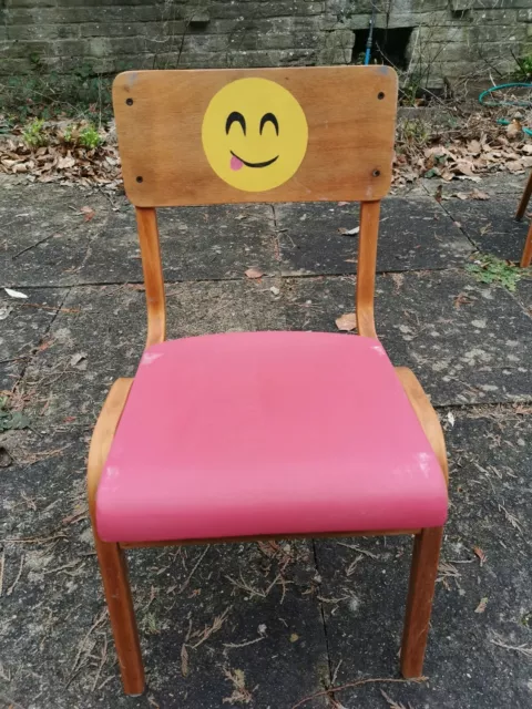 Pair of pretty vintage style Child’s Stacking Chairs blue pink