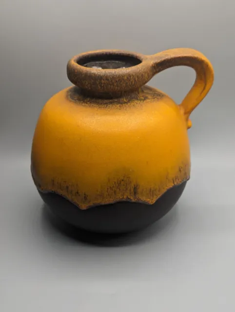 West German Pottery Fat Lava Jug Vase 484/21 - Orange, Mid-century Modern