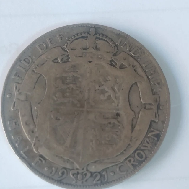 1921 50% Silver British Half Crown Coin. King George V