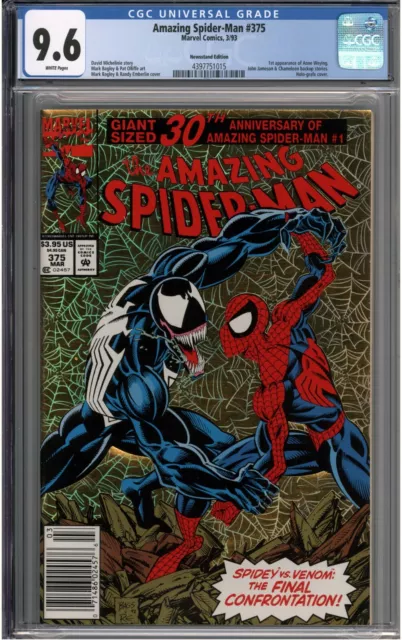 Amazing Spider-Man #375 CGC 9,6 casi nuevo + Variante de quiosco primera aplicación. de Anne Weying WP