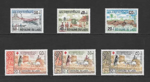 Laos Scott B6 - B11 Mnh Vf Two Sets - 1967 Semi-Postal Issues